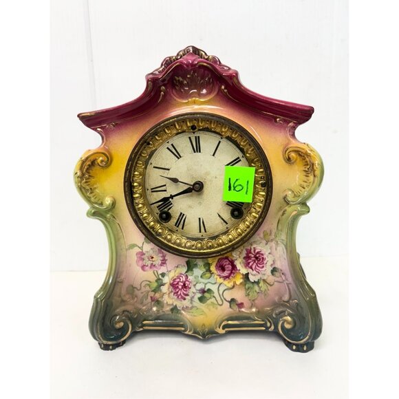 Antique Victorian Royal Bonn Germany Porcelain Mantle Clock - Picture 11 of 11